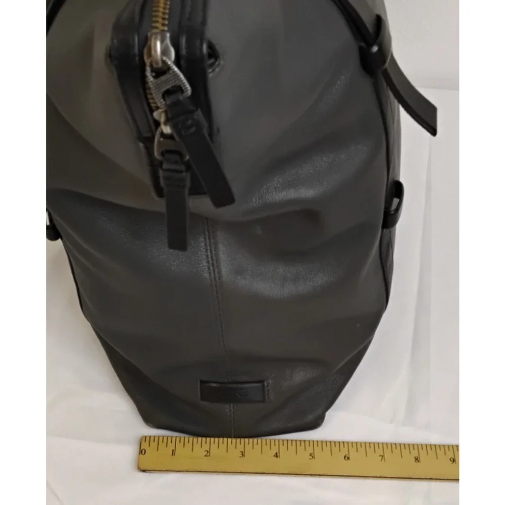 TUMI Leather Shoulder Bag Carry On Gray and Black Business Laptop Bag #J4521